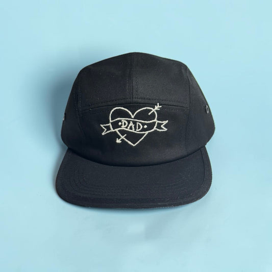 Embroidered Dad Hat — Tattoo Style Black Flat Bill Cap