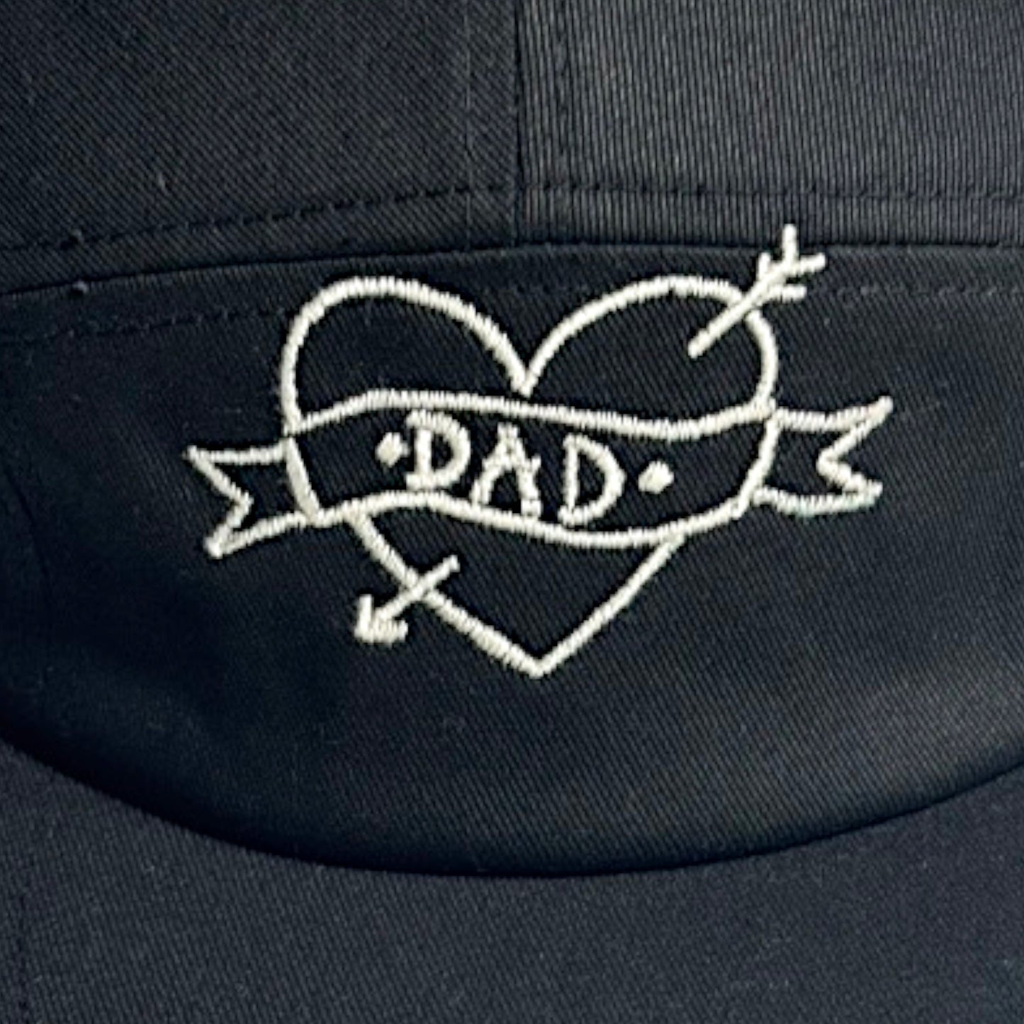 Embroidered Dad Hat — Tattoo Style Black Flat Bill Cap
