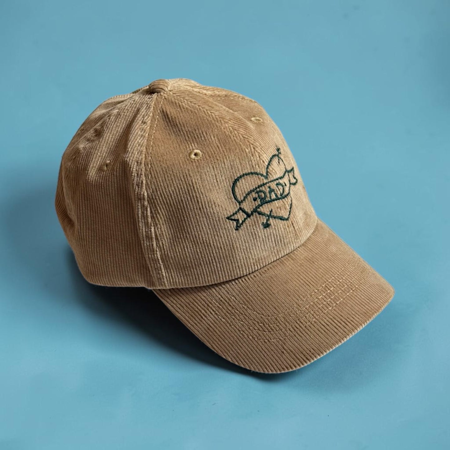 Embroidered Corduroy Dad Hat — Tattoo Style Father's Day Cap