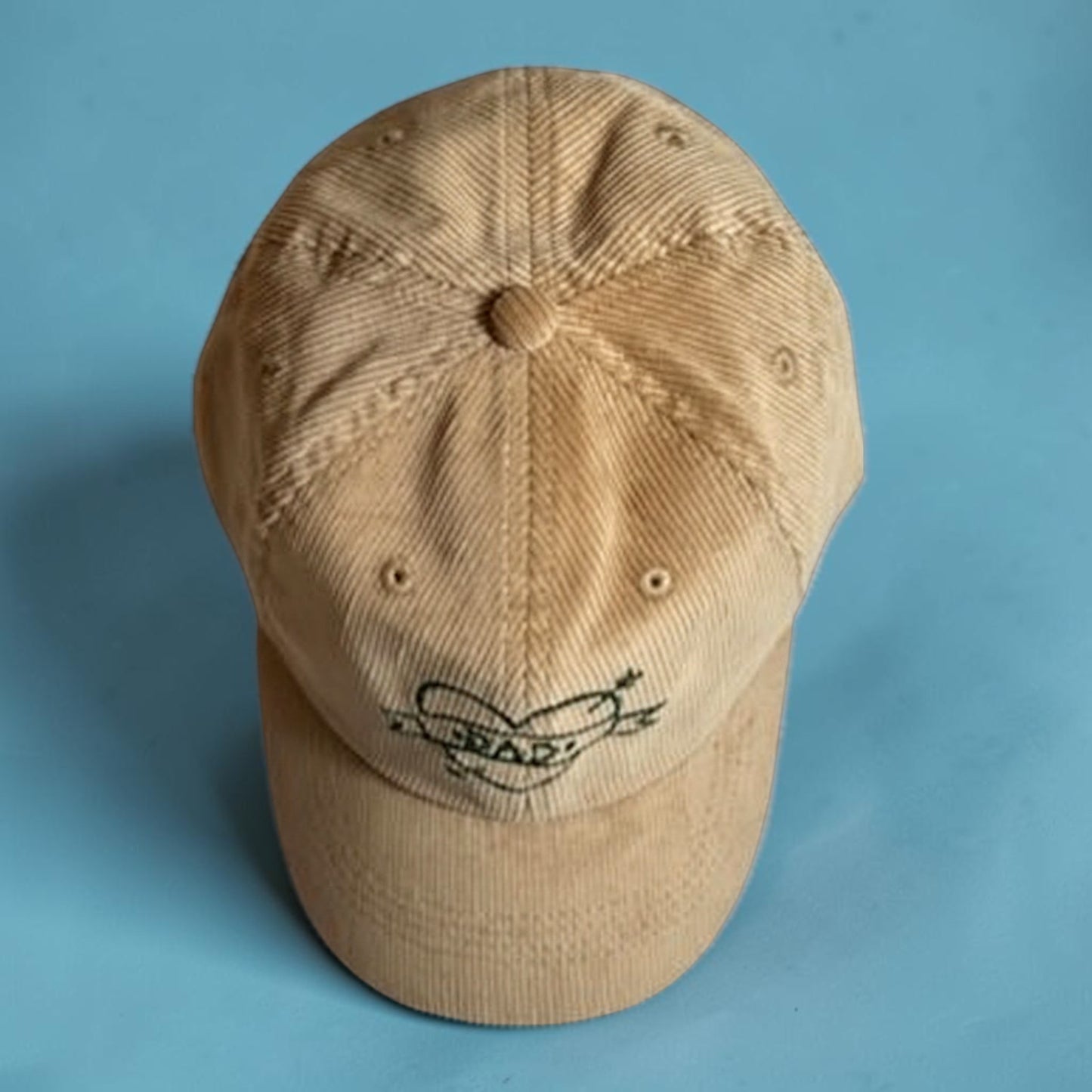 Embroidered Corduroy Dad Hat — Tattoo Style Father's Day Cap