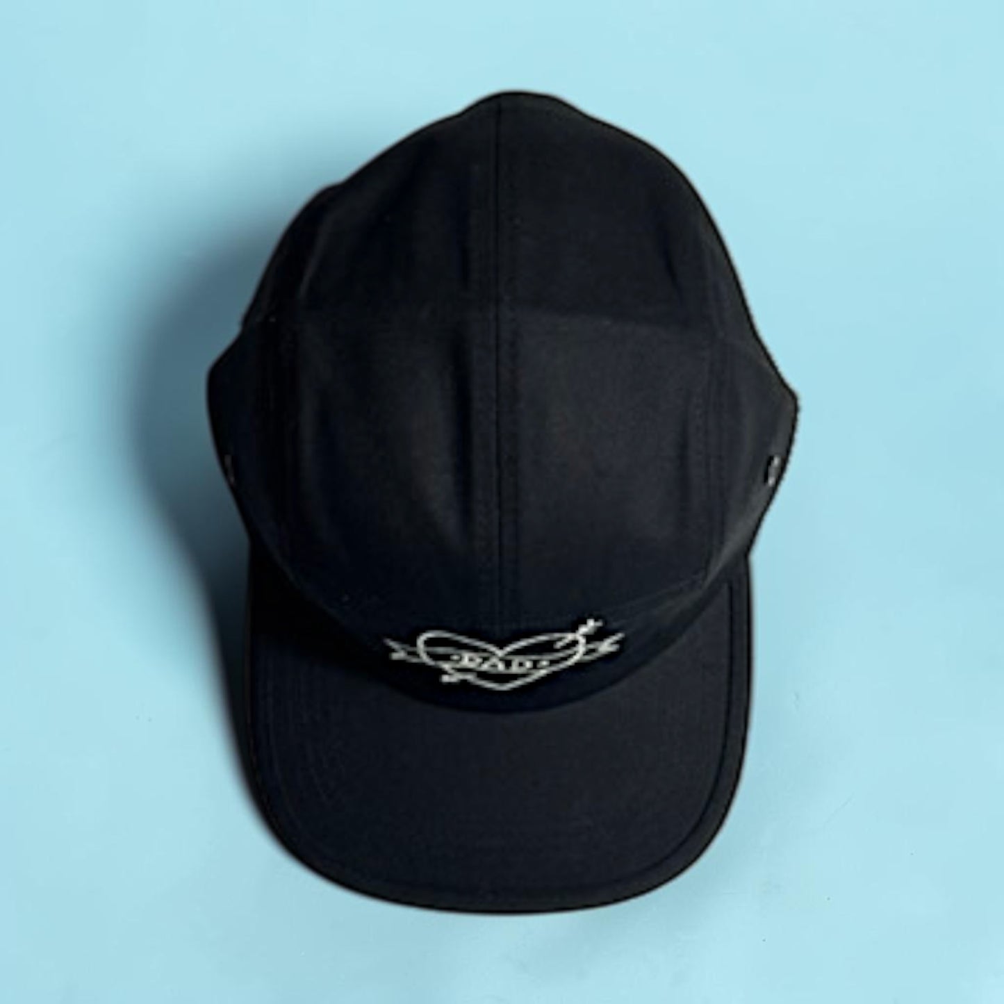 Embroidered Dad Hat — Tattoo Style Black Flat Bill Cap