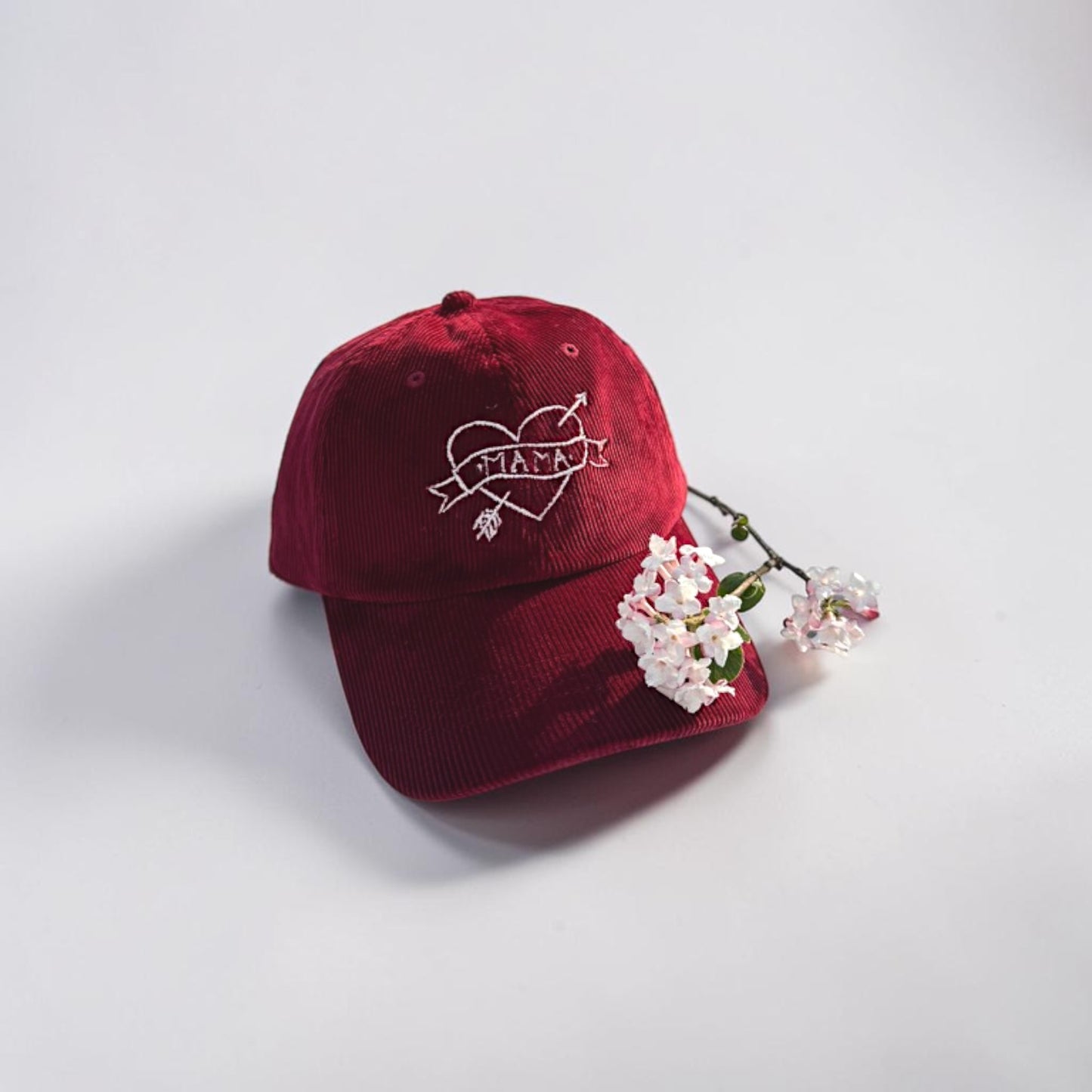Embroidered Mama Tattoo Corduroy Baseball Cap | Mother's Day Gift for Mom | Quirky Embroidery
