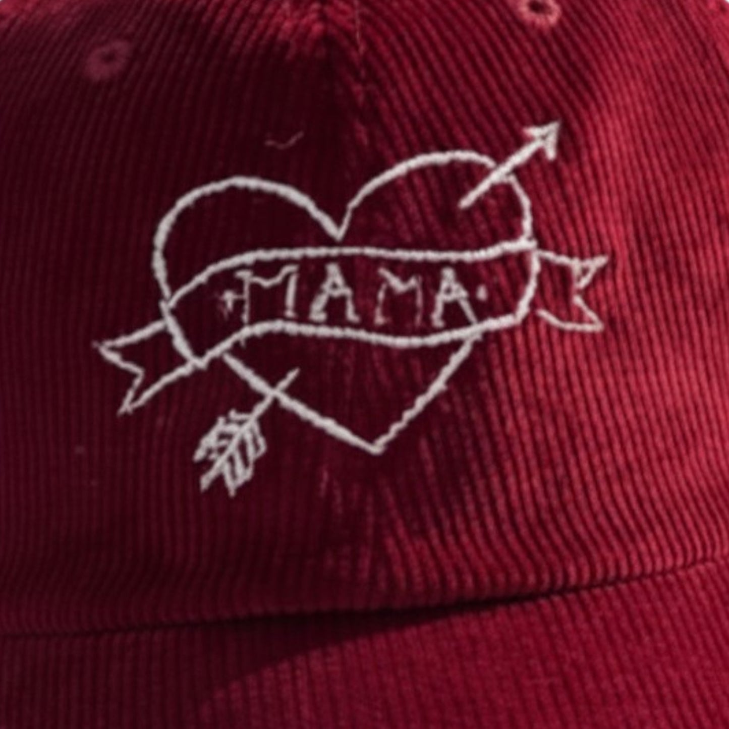 Embroidered Mama Tattoo Corduroy Baseball Cap | Mother's Day Gift for Mom | Quirky Embroidery