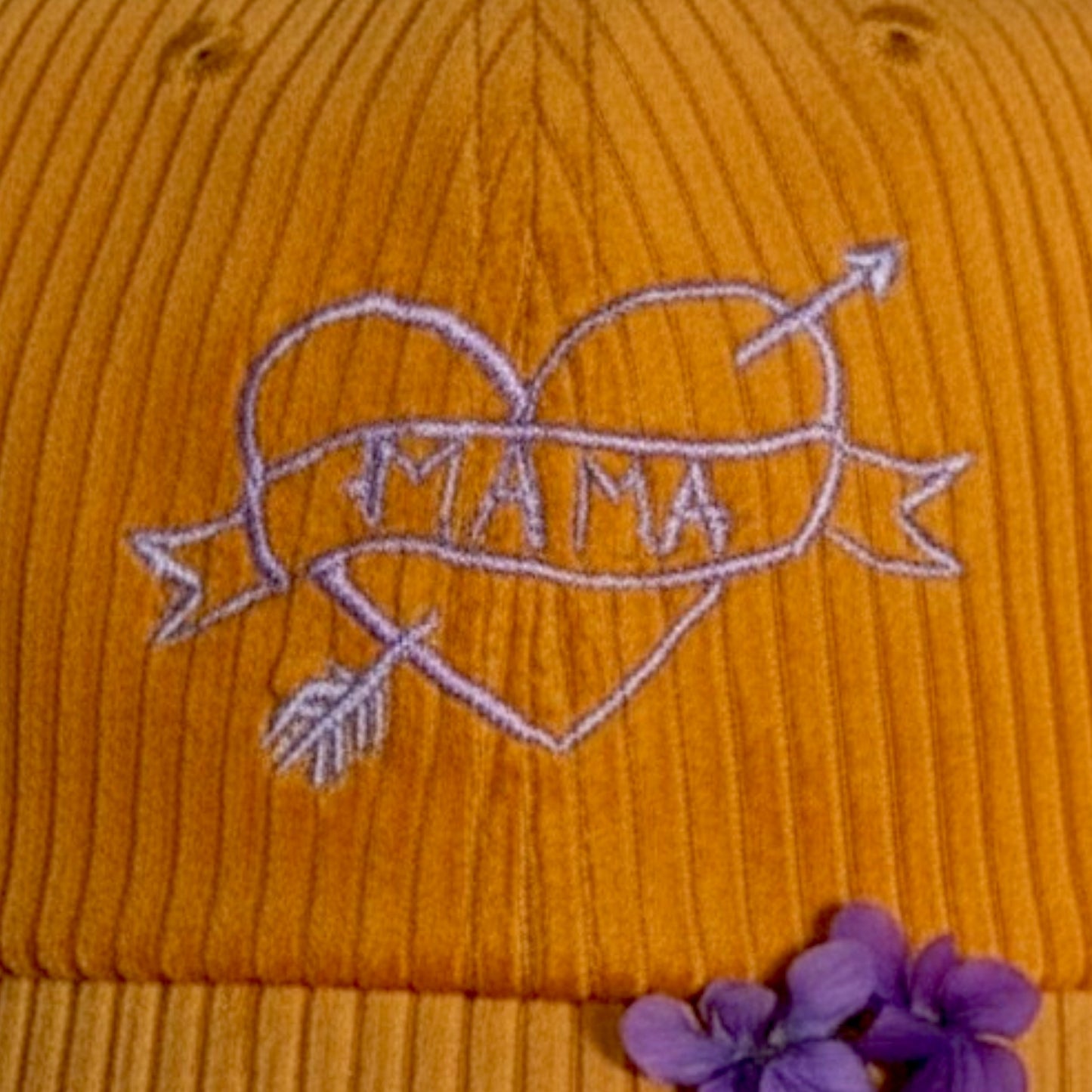 Embroidered Mama Tattoo Corduroy Baseball Cap | Mother's Day Gift for Mom | Quirky Embroidery