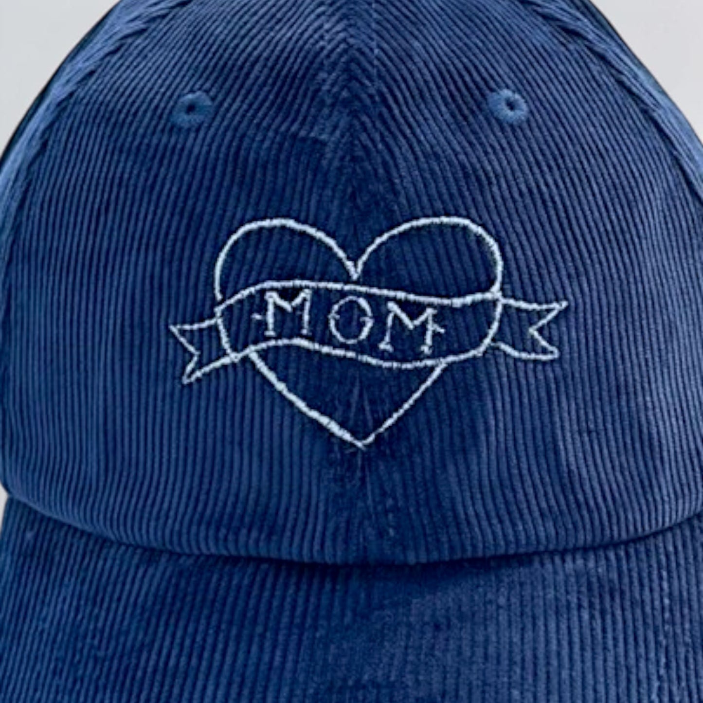 Embroidered Mom Tattoo Corduroy Baseball Cap | Mother's Day Gift | Quirky Embroidery