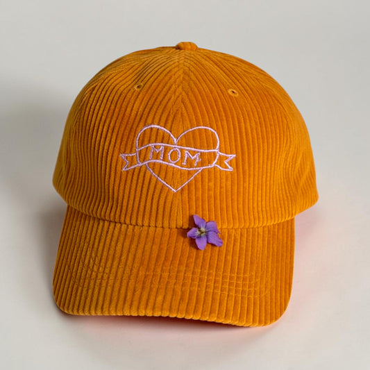 Embroidered Mom Tattoo Corduroy Baseball Cap | Mother's Day Gift | Quirky Embroidery