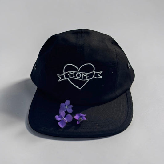 Embroidered Mom Tattoo Flat Bill Hat | 5 Panel Cap | Mother's Day Gift | Quirky Embroidery