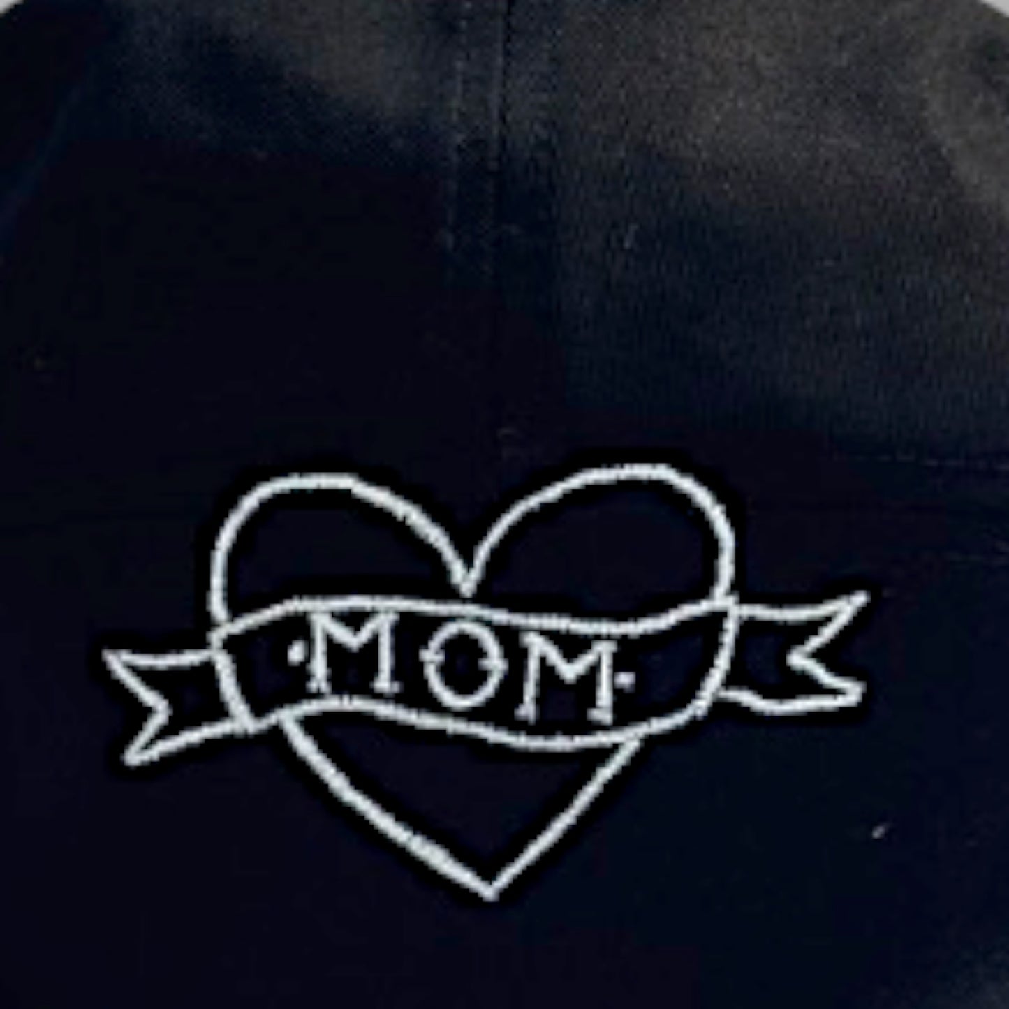 Embroidered Mom Tattoo Flat Bill Hat | 5 Panel Cap | Mother's Day Gift | Quirky Embroidery