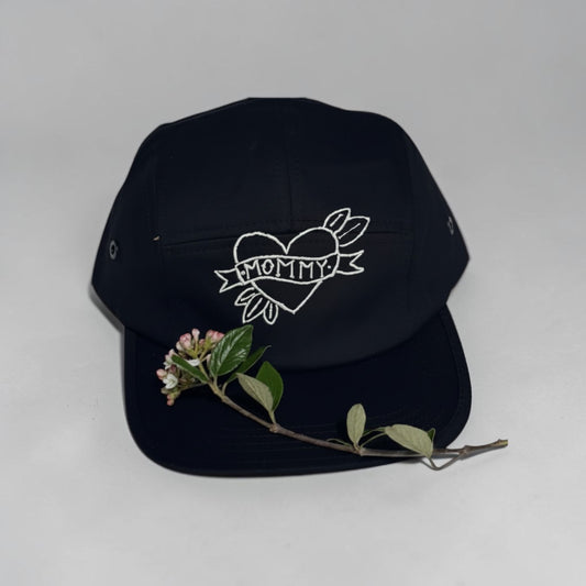 Embroidered Mommy Tattoo Flat Bill Hat | 5 Panel Cap | Mother's Day Gift | New Mom Gift | Quirky Embroidery