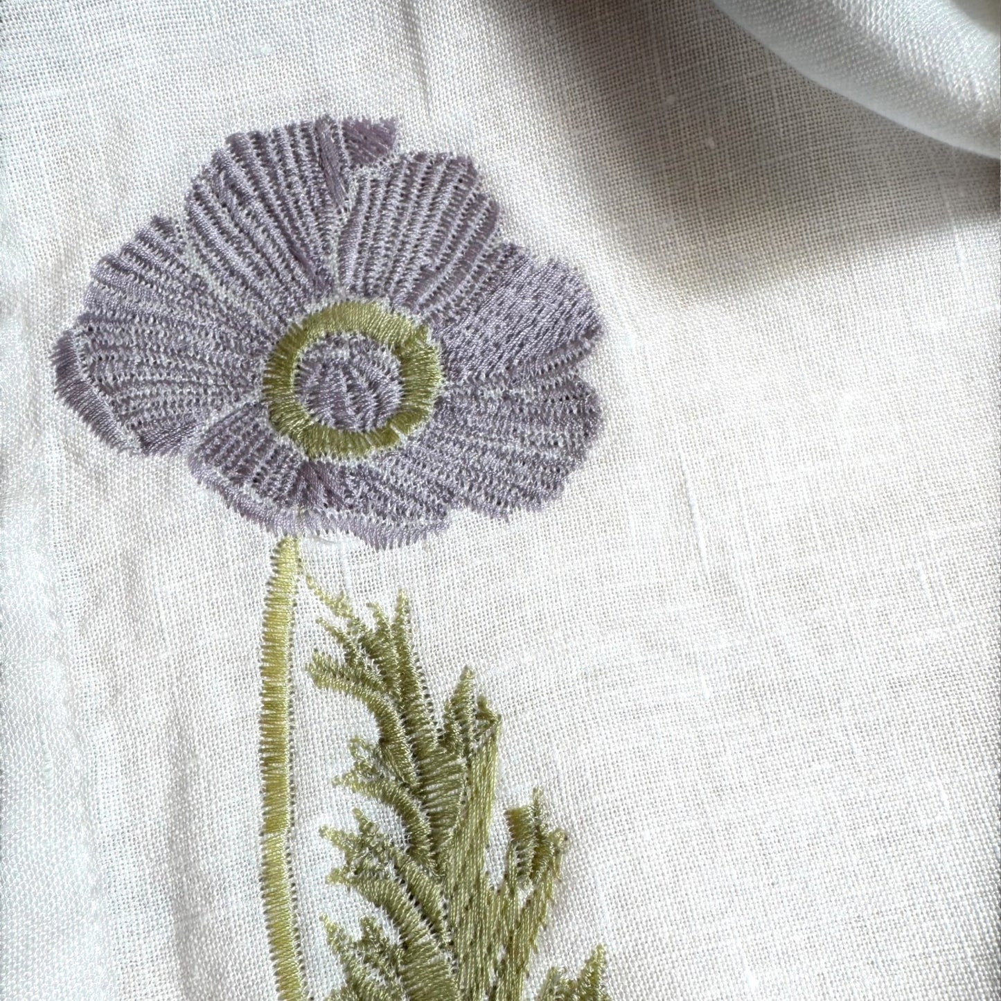 Embroidered Linen Napkins | Lilac Poppy | Set of 4