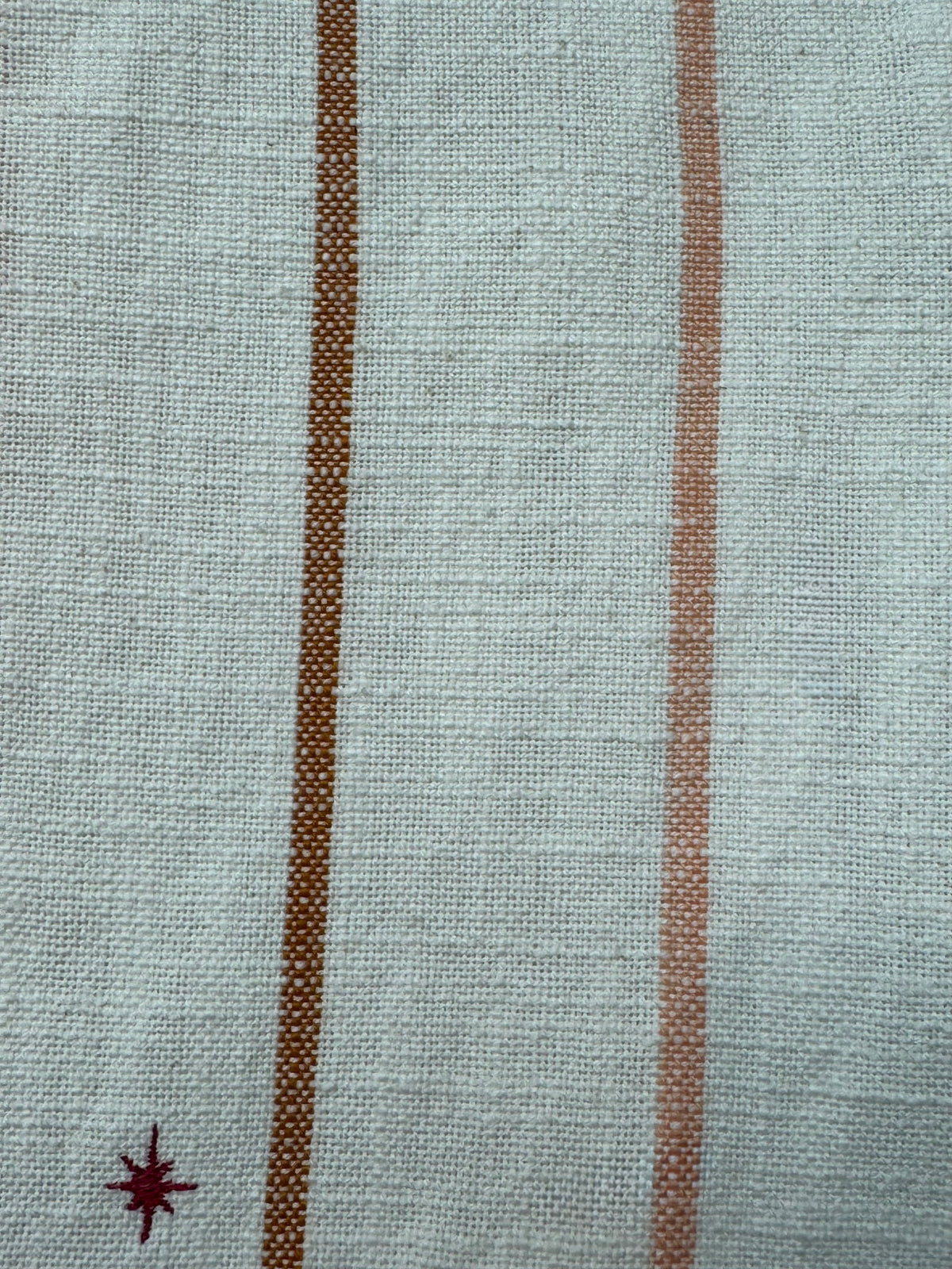 Running Fox Embroidered Tea Towel — Cream Sunset Stripe