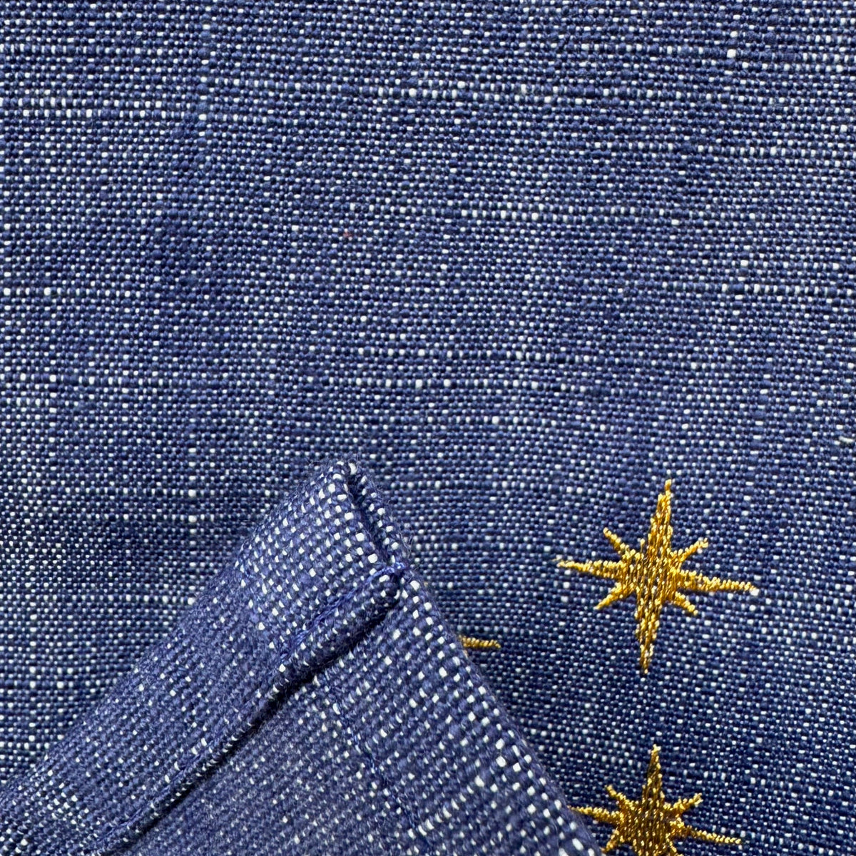 Folk Art Horse Embroidered Tea Towel — Indigo Blue Multicolor